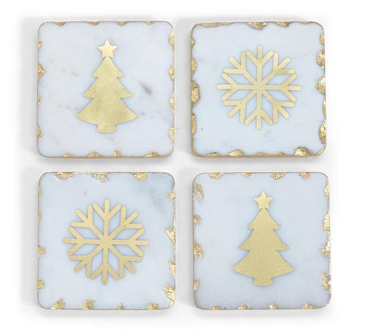 Holiday Marble Coaster Set