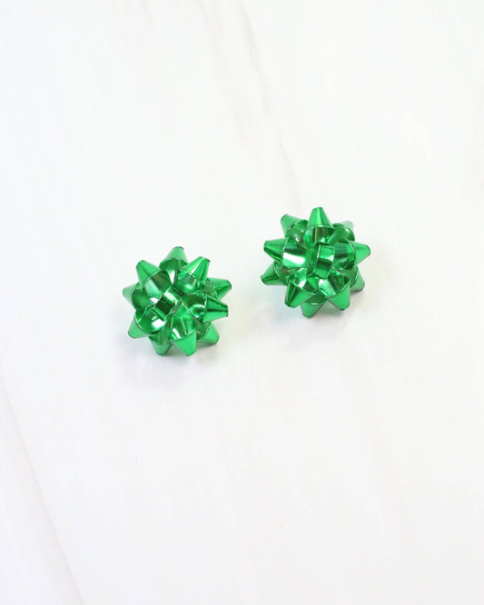 Let's Wrap Large Bow Stud Earring Green: Default
