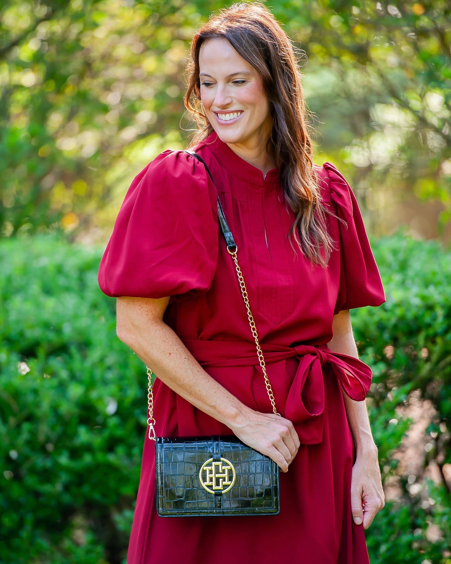 Cecilia Circle Logo Handbag Black Patent EC:
