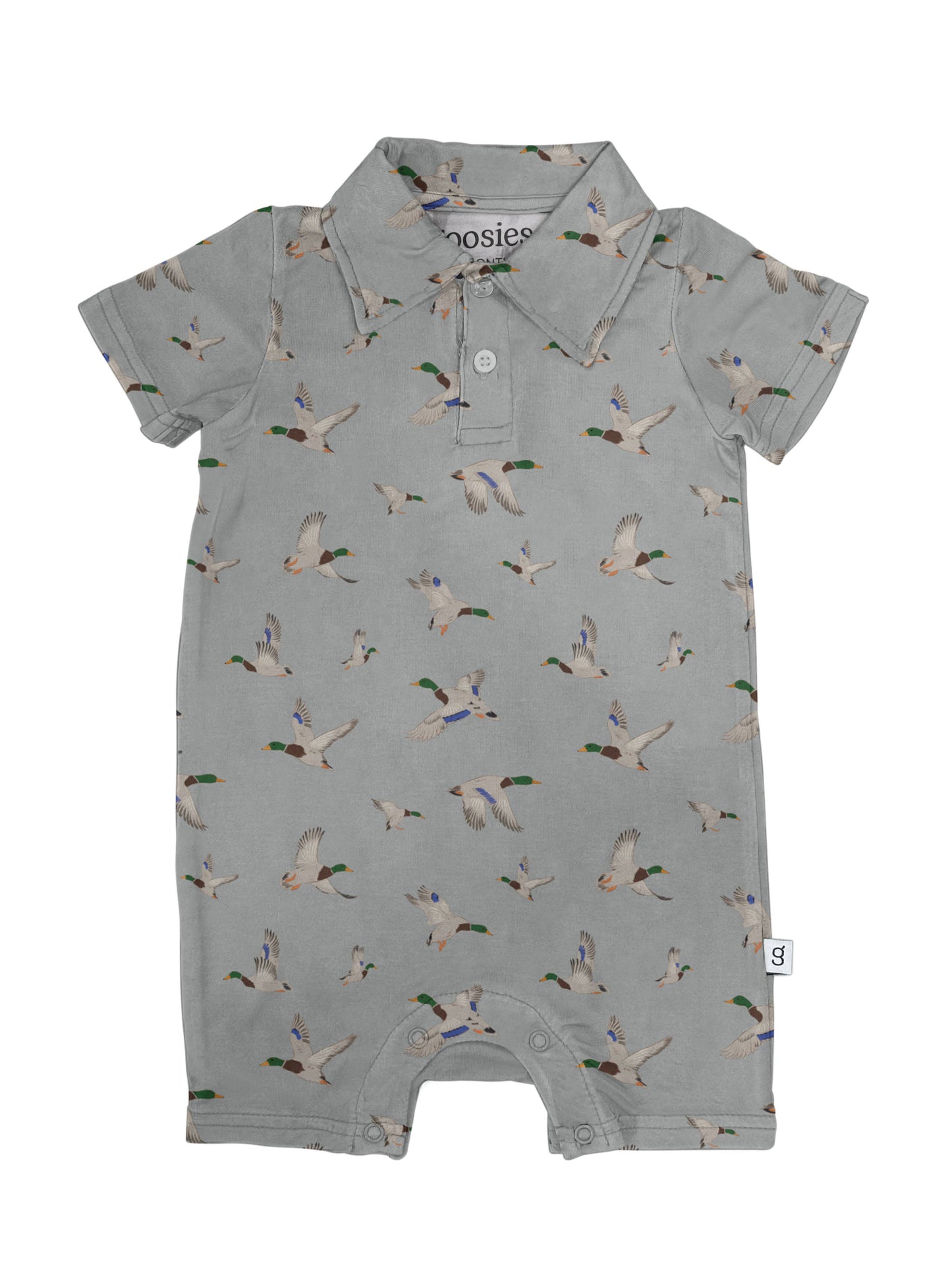 Mallards / Ducks - SS Polo Romper: 3-6M