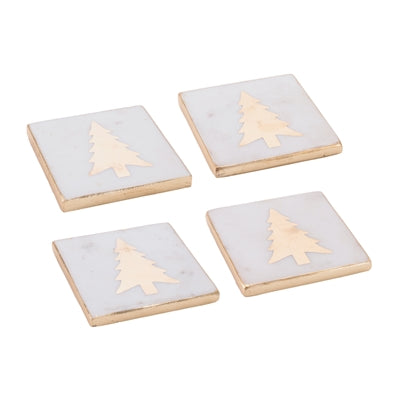 Christmas Tree Marble Coaster Set (Set of 4)