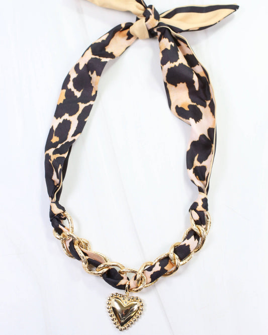 Santee Scarf Charm Necklace Leopard: