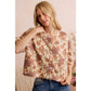 Floral Print Ivory/Brown Button Front Sweater Vest