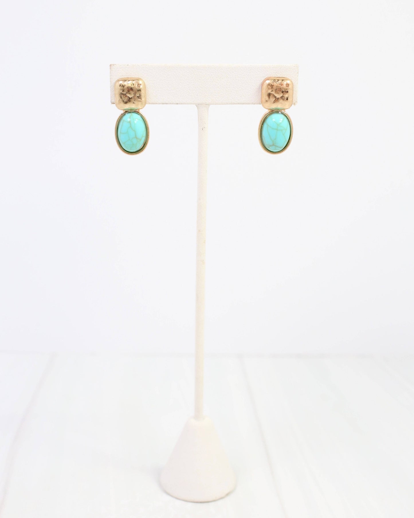 Mindy Textured Gold Drop Earring Turquoise
