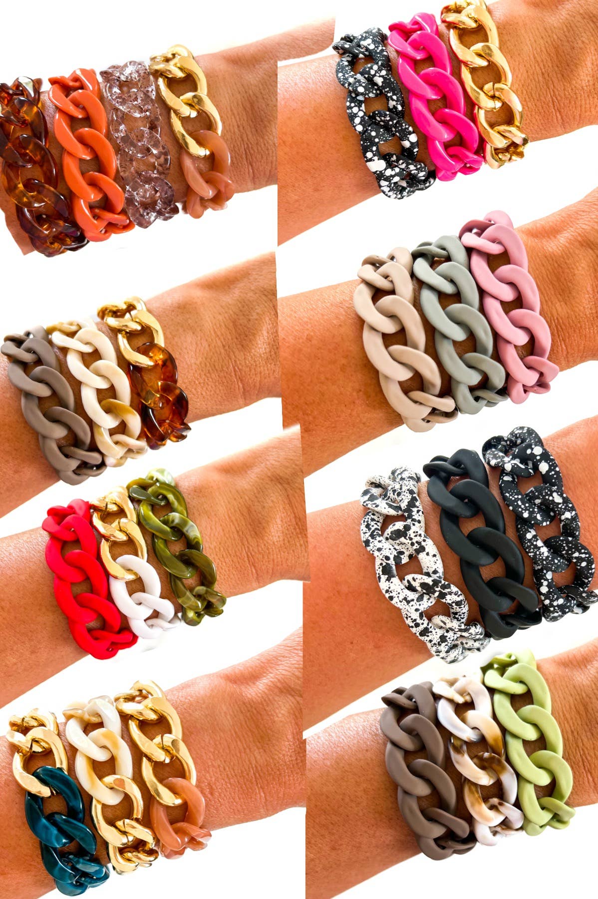 All Chunky Acrylic Chain Link Bracelet: Matte Mauve
