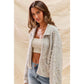 PEARL EMBELLISH SWEATER HOLIDY CHRISTMAS CARDIGAN: LT GREY / XL