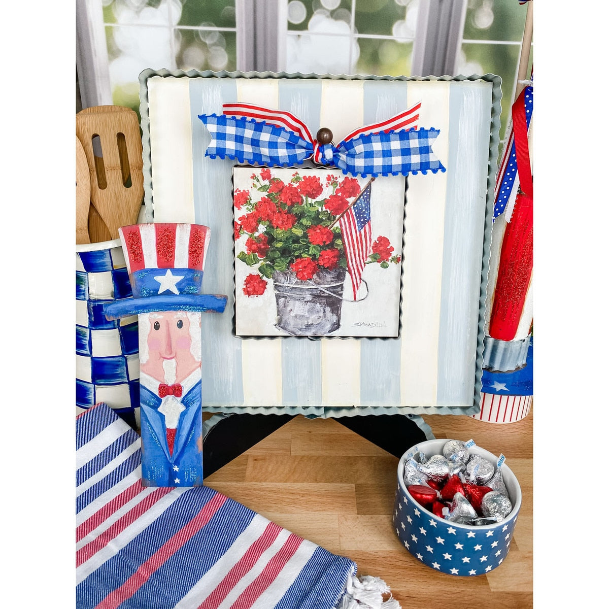 Mini Bucket of Geraniums Print