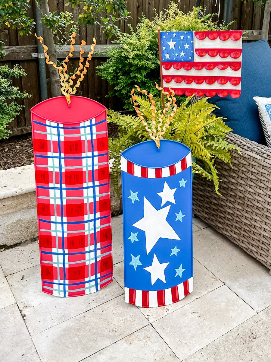 Red Plaid Firecracker Yard
