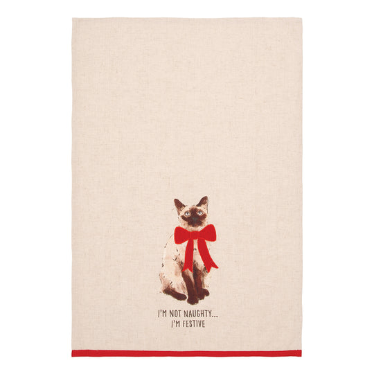 Festive Siamese Cat Towel