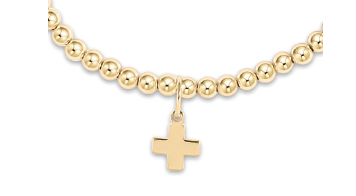 Classic Gold 3mm Bracelet - Signature Cross Gold Charm