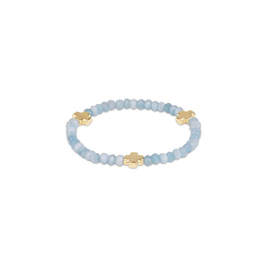 Signature Cross Gold 4mm Gemstone Bracelet - Aquamrine