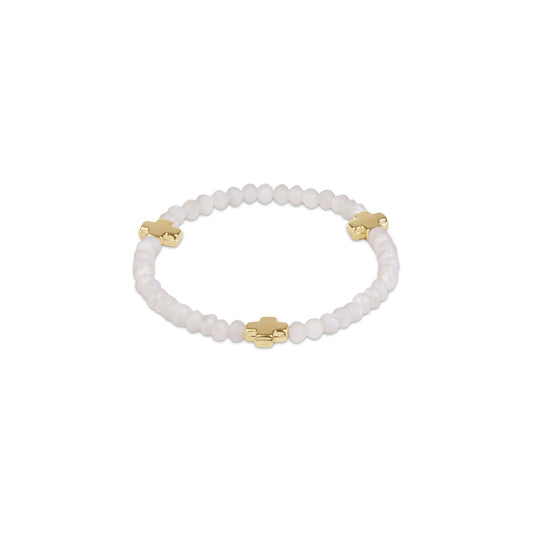 Signature Cross Gold 4mm Gemstone Bracelet - Mother of Pearl