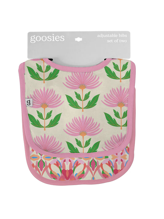 Bib Set - Pink Block Flower