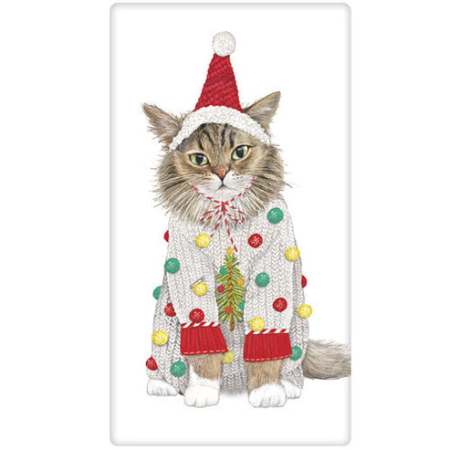 Holiday Sweater Cat Bagged Towel