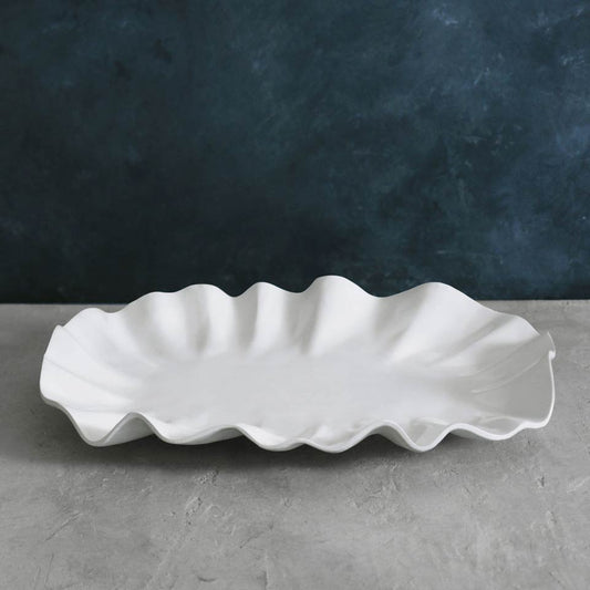 Vida Bloom Large Oval Platter - White
