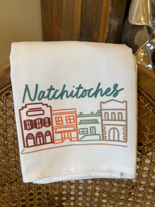 Main Street Hometown Fall Tones Tea Towel