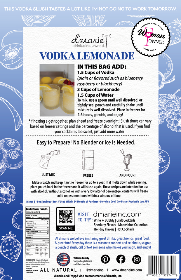 Vodka Lemonade Cocktail - Ready-To-Freeze Cocktail