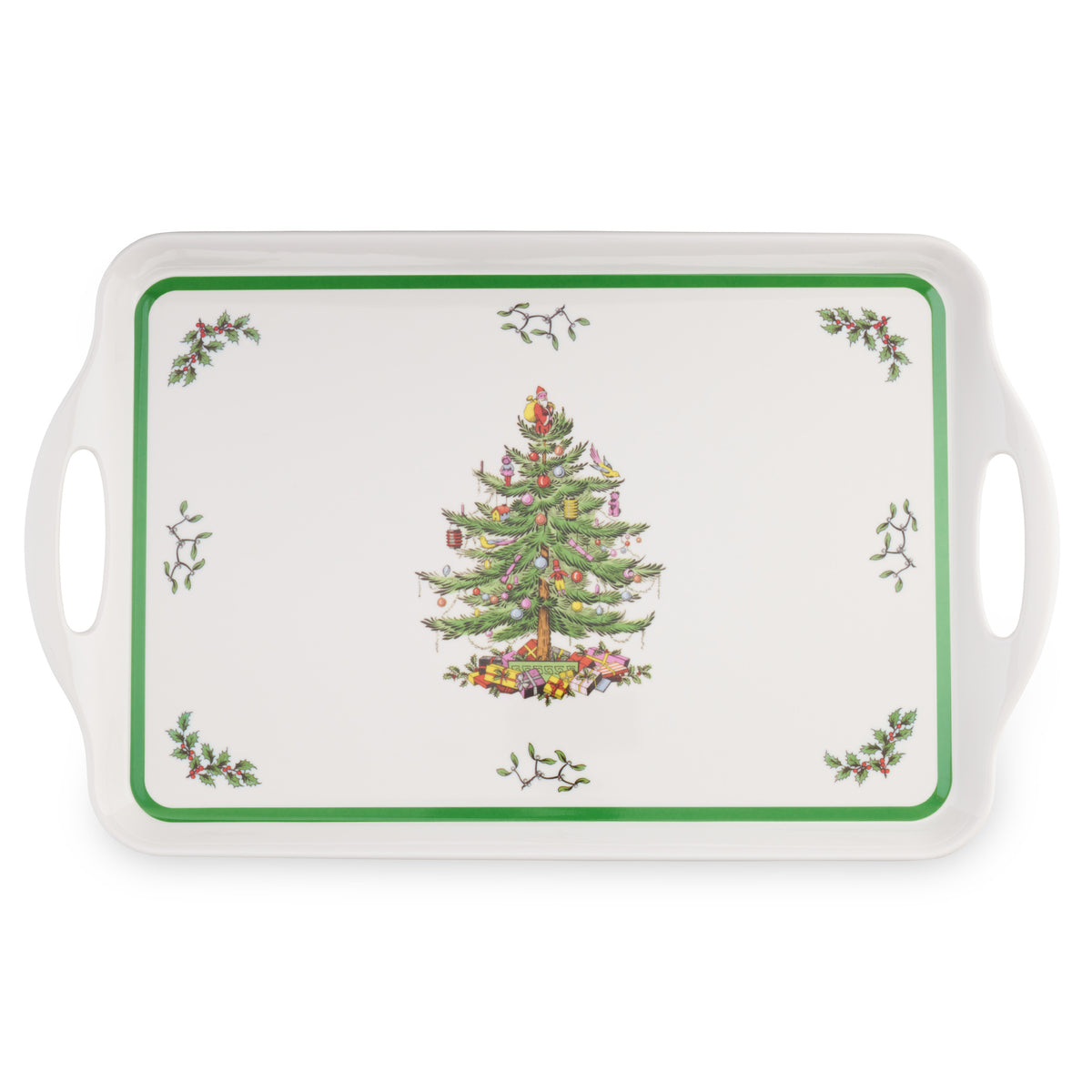 Christmas Tree Large Melamine Handled Tray