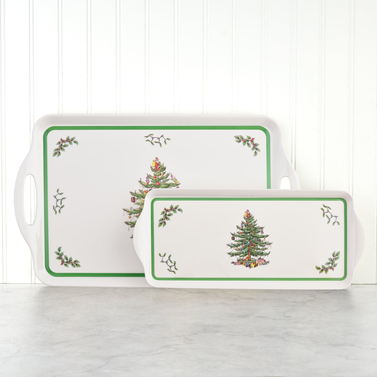 Christmas Tree Large Melamine Handled Tray