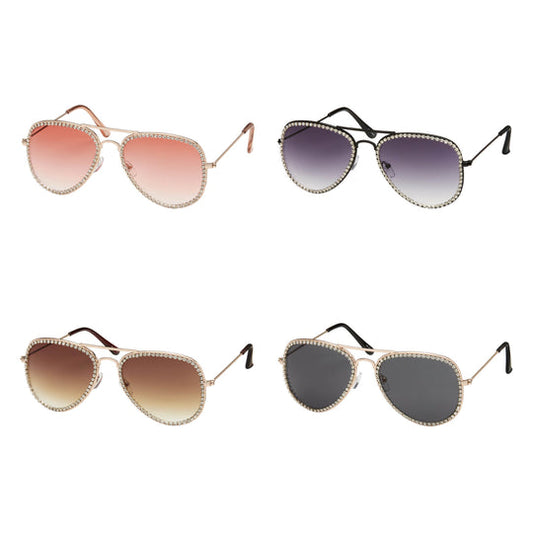 Jade Rhinestone Aviator Sunglasses