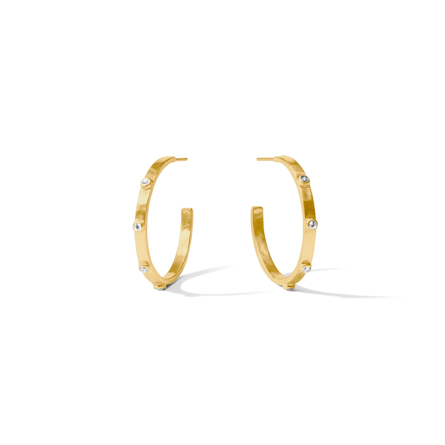 Crescent Stone Hoop Earrings