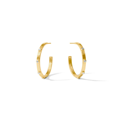 Crescent Stone Hoop Earrings