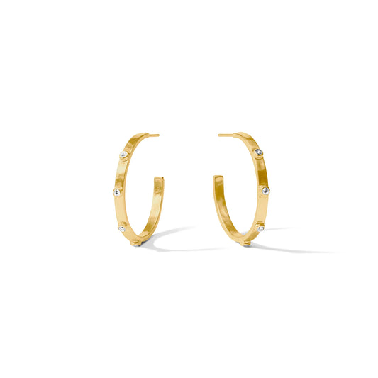 Crescent Stone Hoop Earrings