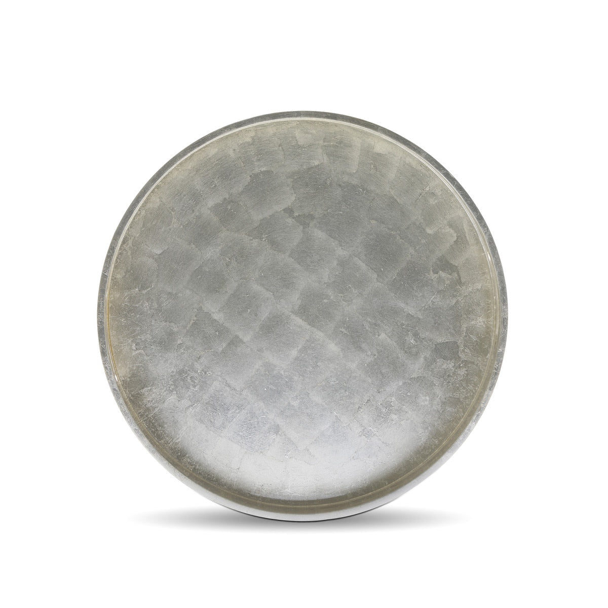 Great House Round Foiled Tray, Champagne Silver