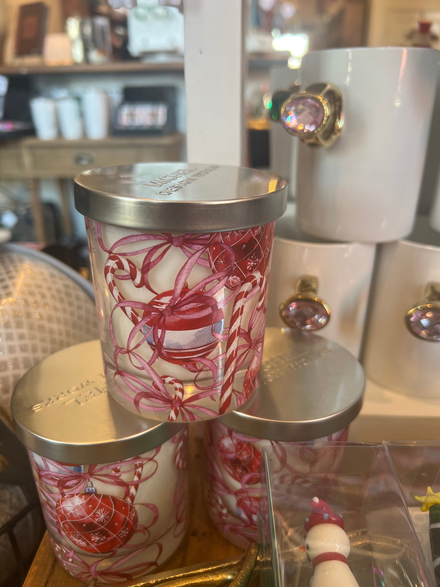 Peppermint Decorative Glass Candle