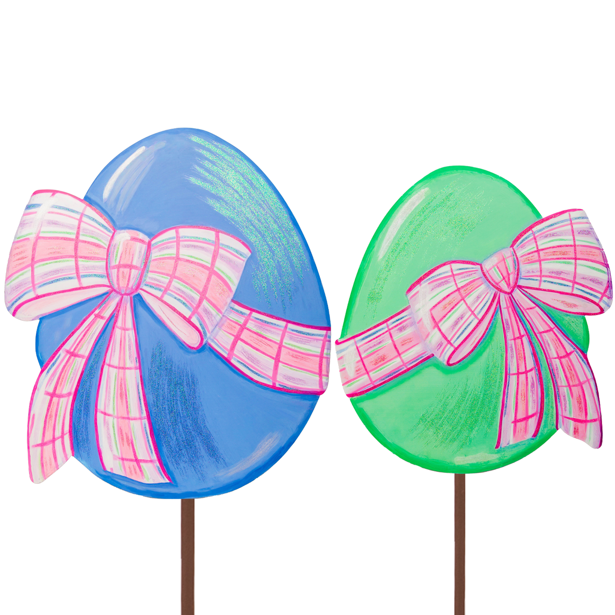 Periwinkle & Green Eggs w/Plaid Bows (2 Sizes)