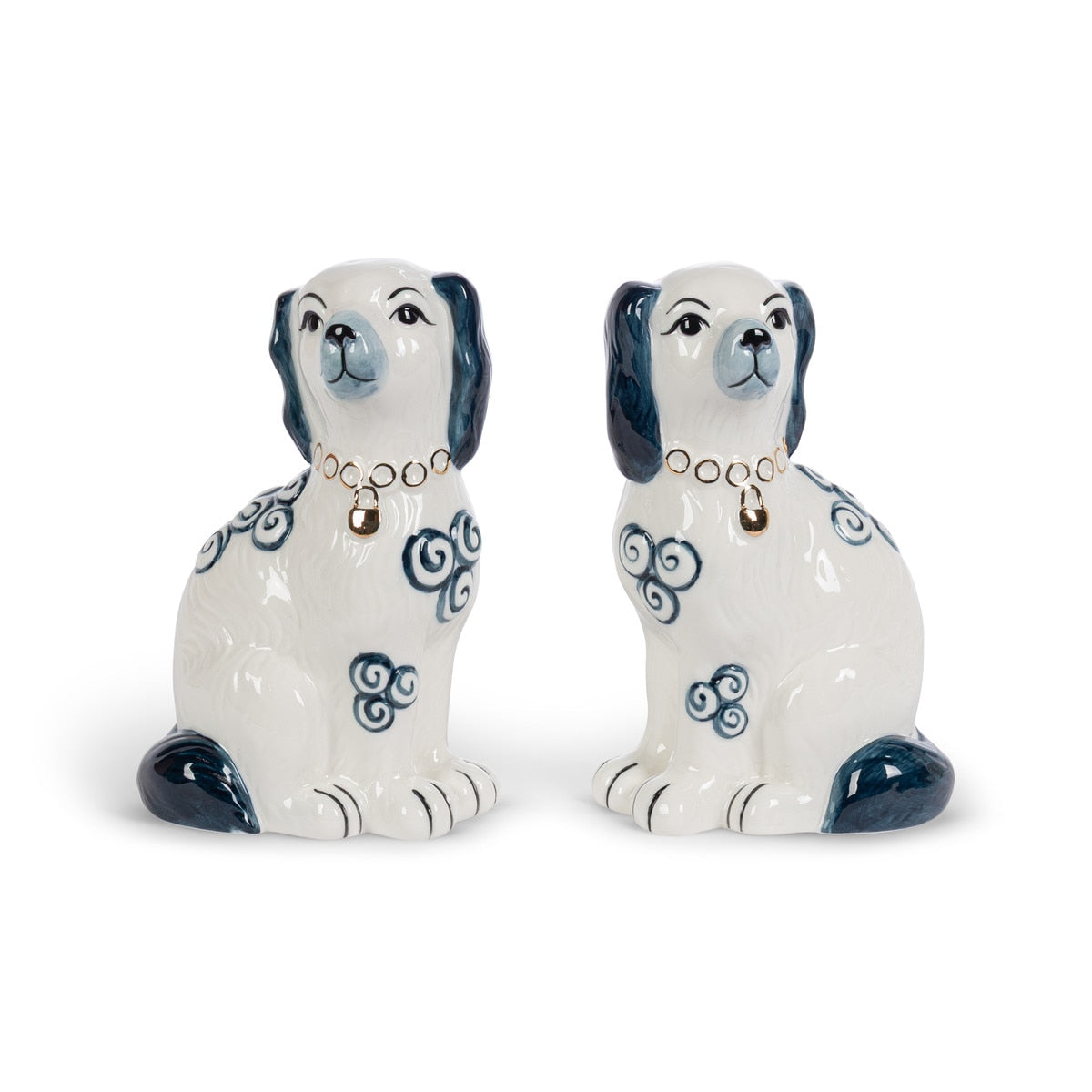Porcelain Staffordshire Dogs Figurines - Navy Blue (2 Styles)