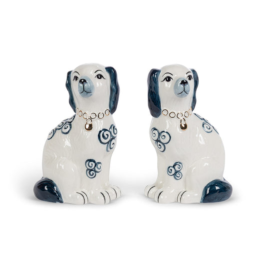 Porcelain Staffordshire Dogs Figurines - Navy Blue (2 Styles)