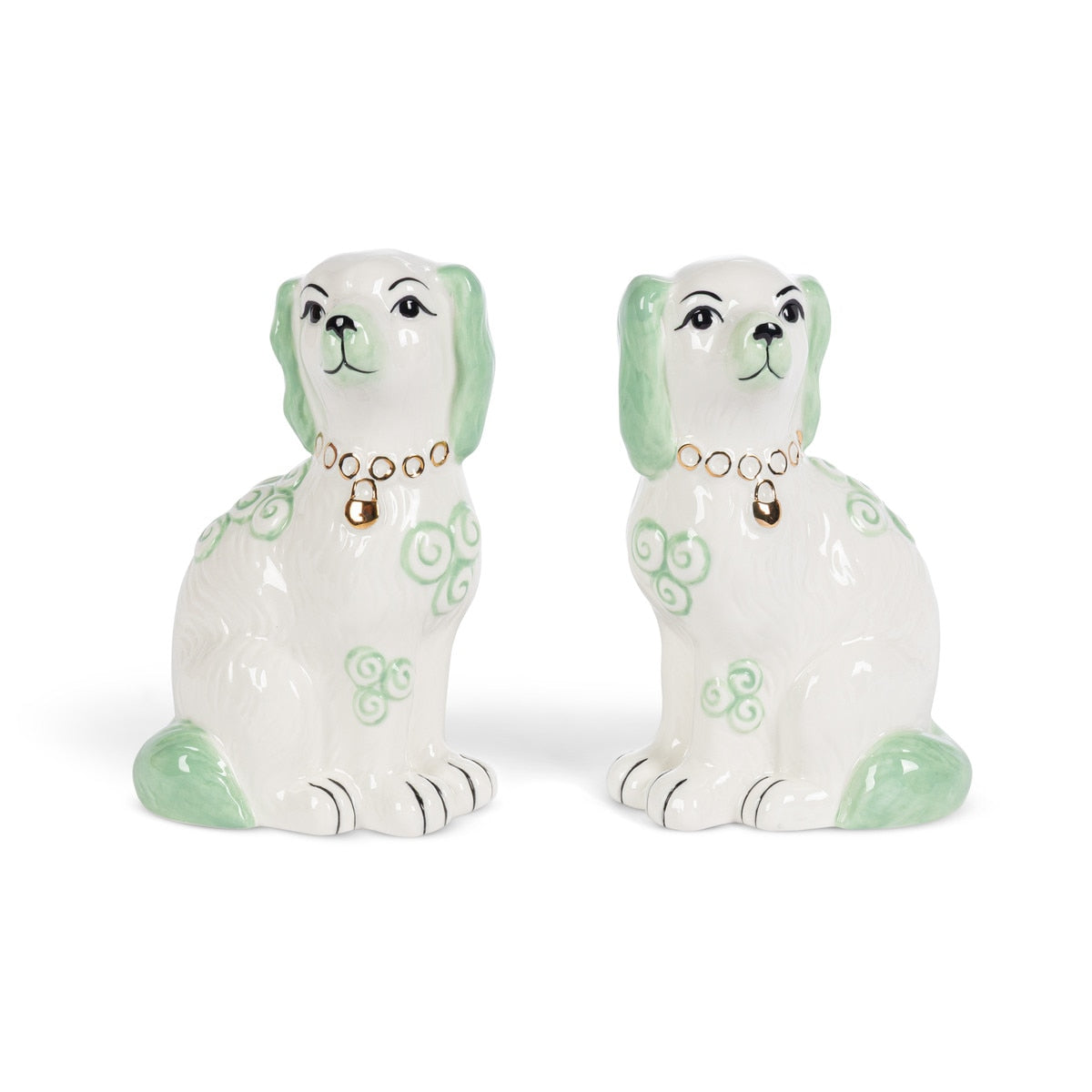 Porcelain Staffordshire Dogs Figurines - Smoke Green (2 Styles)