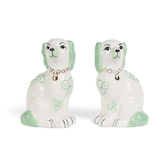 Porcelain Staffordshire Dogs Figurines - Smoke Green (2 Styles)