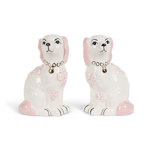 Porcelain Staffordshire Dogs Figurines - Pink (2 Styles)