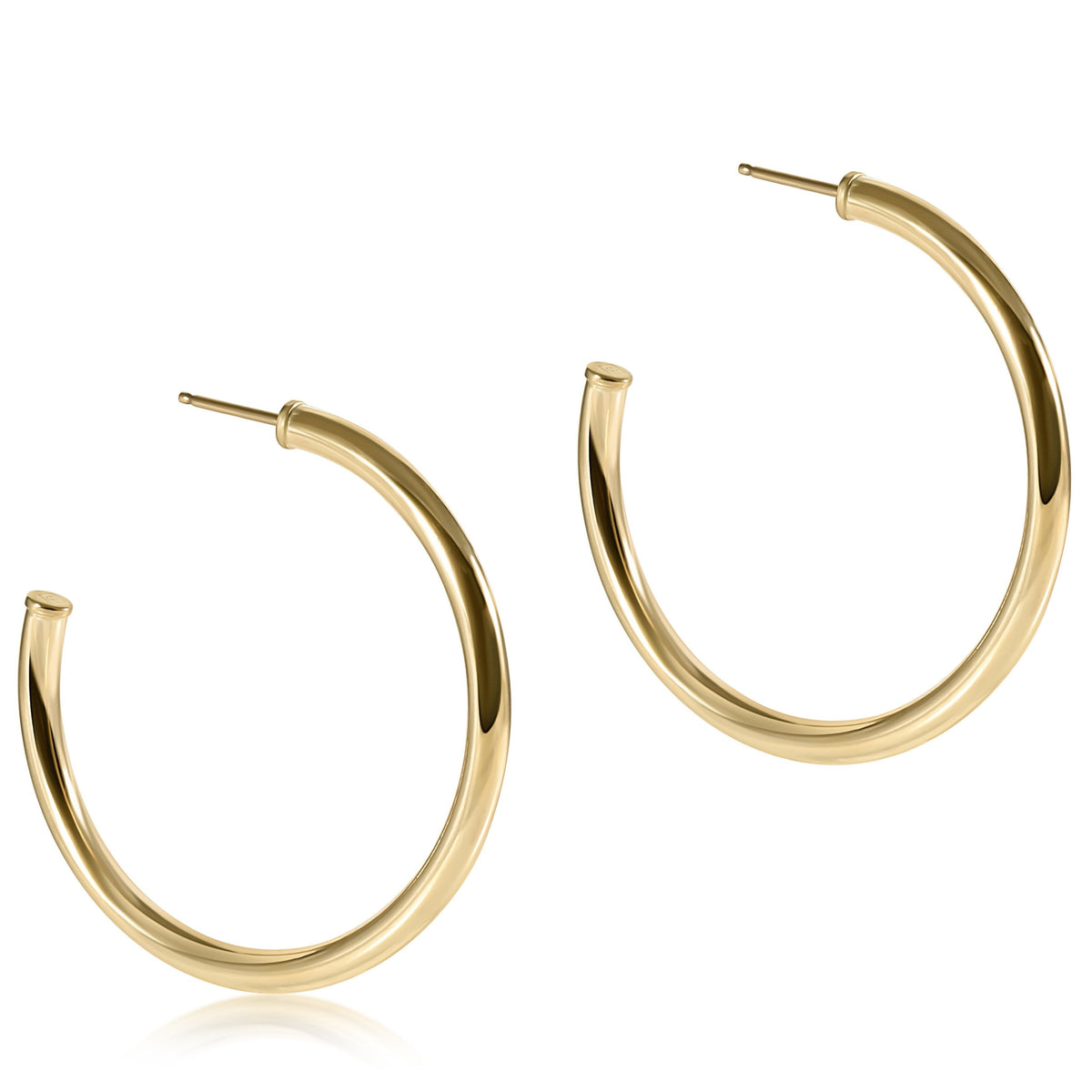 Round Gold 1.5" Post Hoop - 3mm - Smooth Earrings