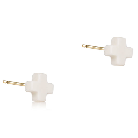 Signature Cross Small Stud - Off White