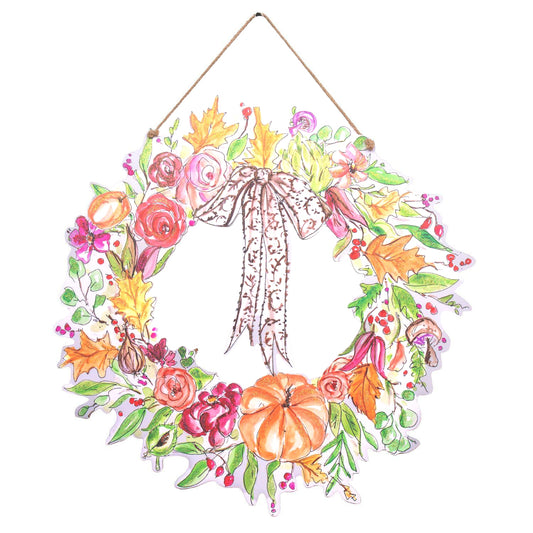 Rose & Pumpkin Wreath PVC Door Hanger
