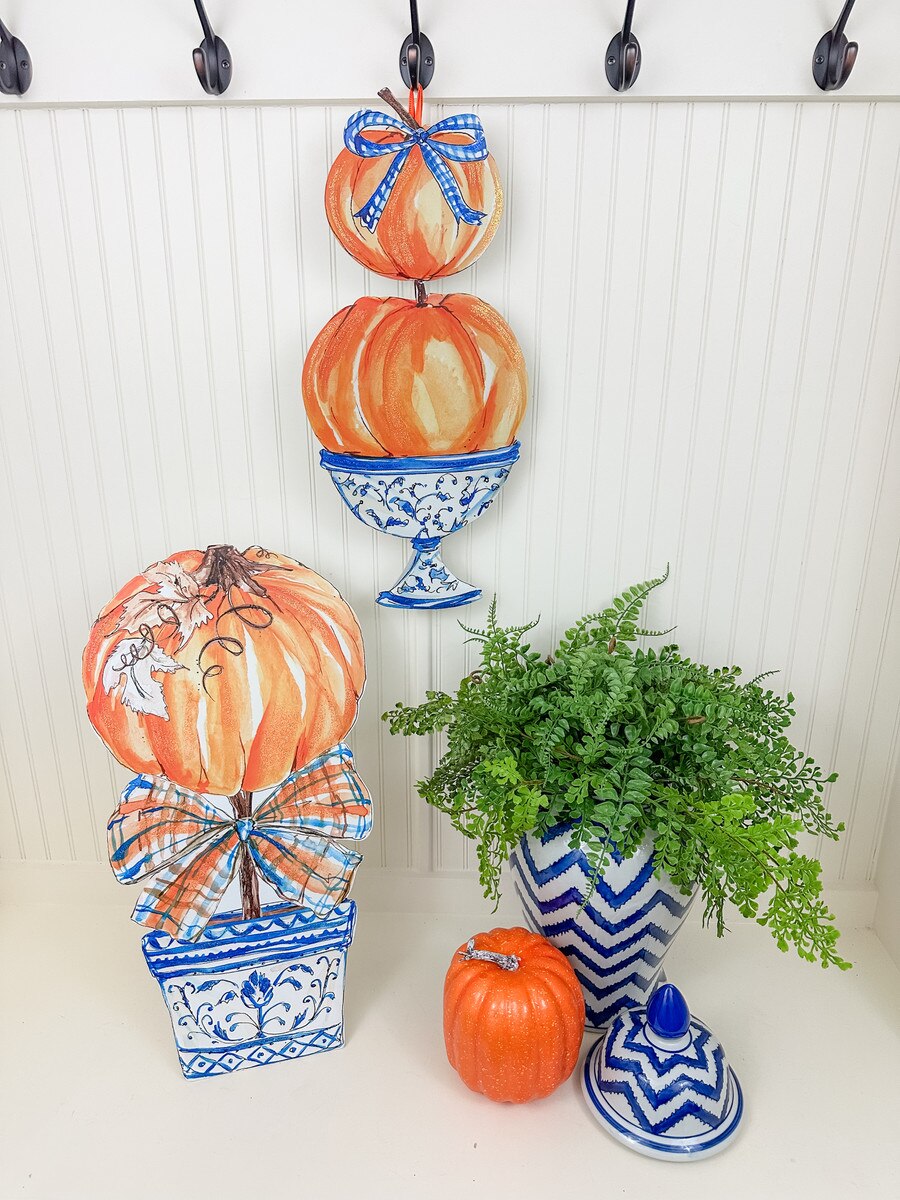 Blue Two Pumpkin Topiary