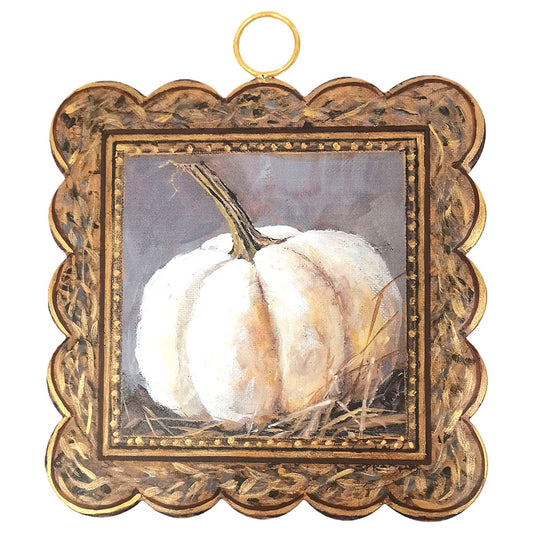 Mini Scallop Art Gilded White Pumpkin