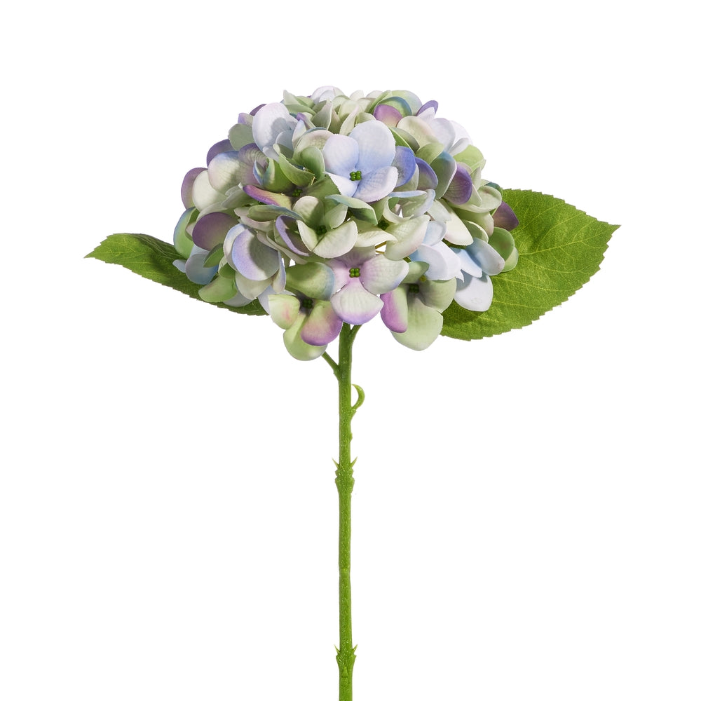 Real Touch Green and Purple Hydrangea Stem - 13"