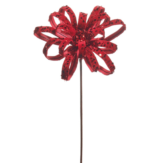 Red Glitter Bow Pick - 22"