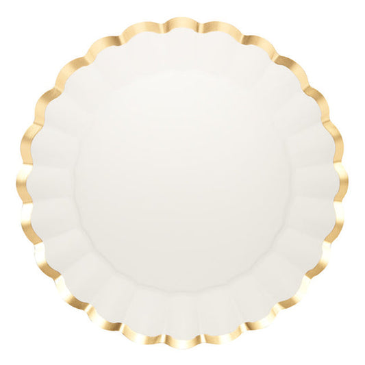 Scalloped Charger Plate Gold & White 8pkg