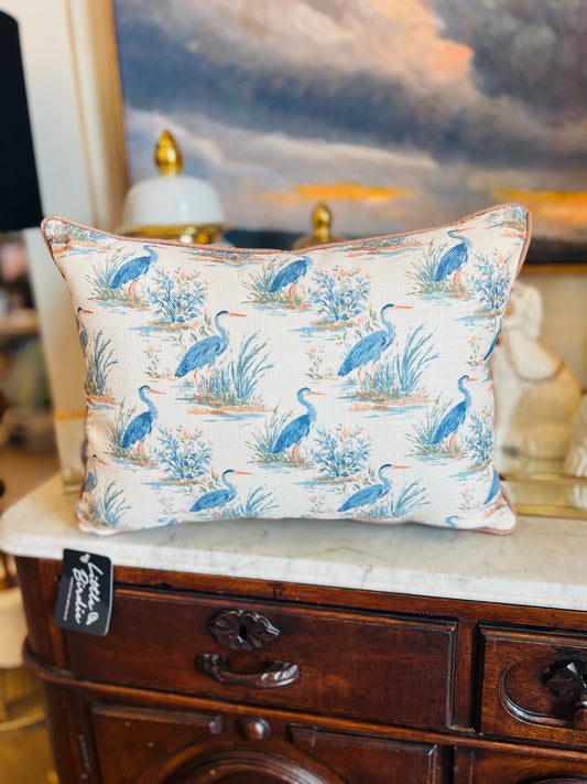 Painted Heron Pattern Pillow - Sand Piping