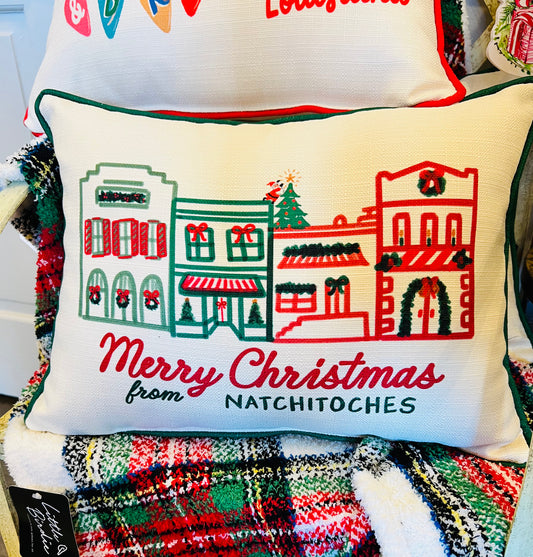 Main Street Hometown Christmas + Accent Piping - Natchitoches Pillow