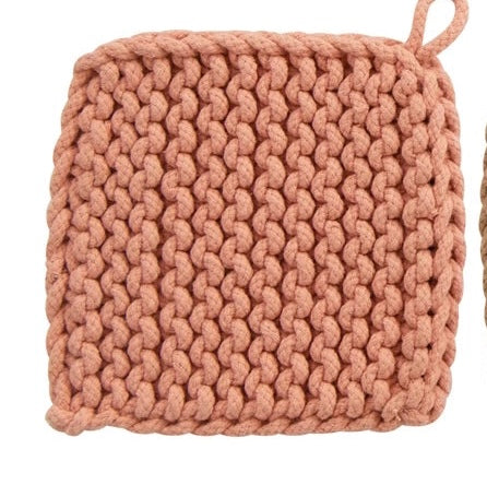 Cotton Crocheted Potholder, 4 Colors