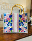 Raised Flower Tote (Ivory/Pinks/Op Royal)