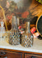 Smoked Glass Gold Diamond Embossed Bottle Neck Vases (2 Sizes)