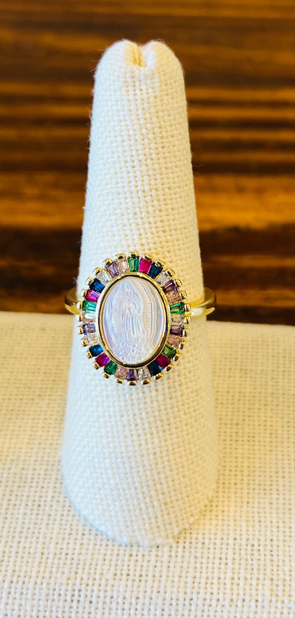 Mother of Pearl Virgin Mary Ring - Assorted Colors