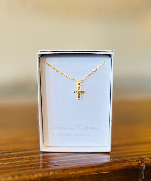 Fine CZ Gold Cross Necklace